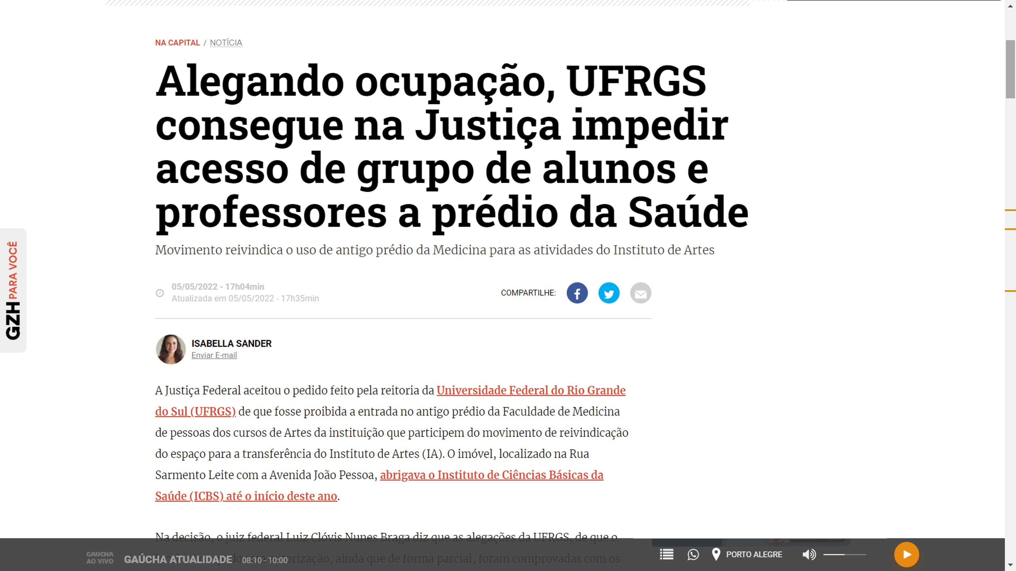 Alegando ocupação, UFRGS consegue na Justiça impedir acesso de grupo de alunos e professores a prédio da Saúde