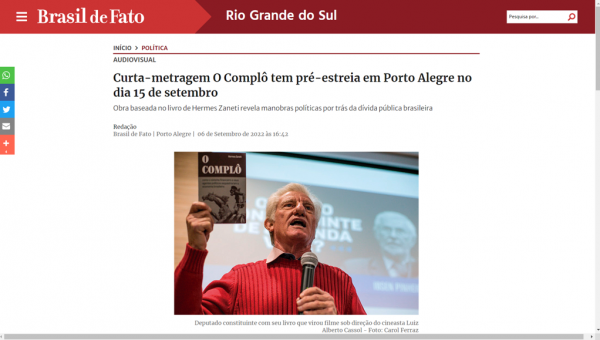 Brasil de Fato RS destaca pré-lançamento do curta-metragem O Complô 