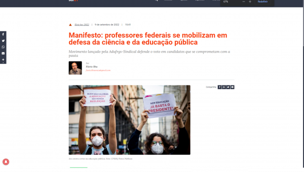 Manifesto: professores federais se mobilizam em defesa da ciência e da educação pública