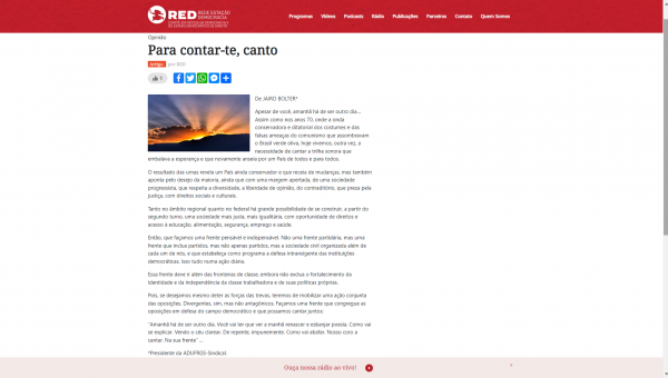 Artigo: Para contar-te, canto (Por Jairo Bolter)