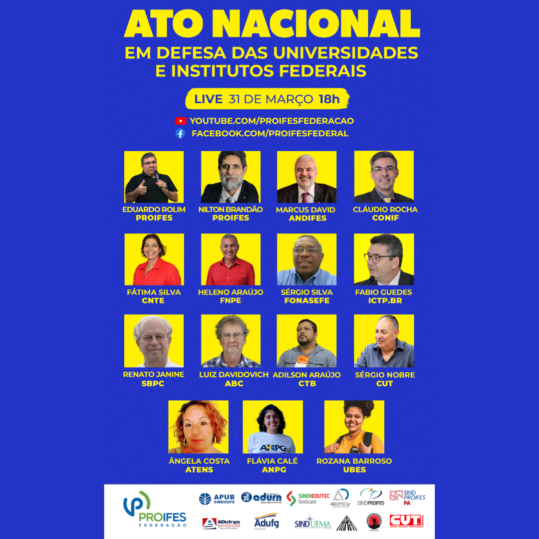 ADUFRGS-Sindical transmite live do PROIFES em Defesa das Universidades Públicas e dos Institutos Federais