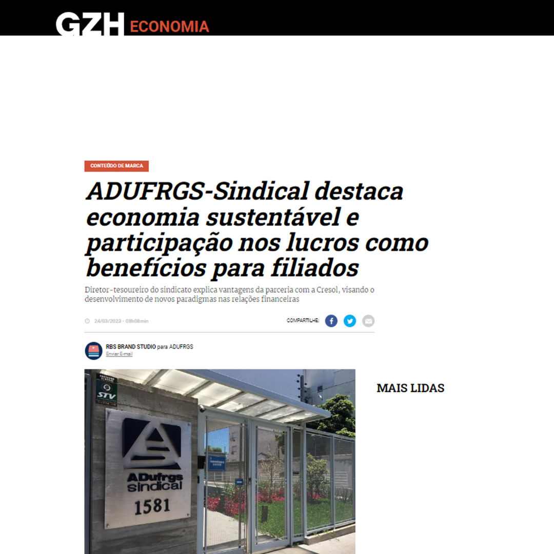 ADUFRGS-Sindical destaca economia sustentável e participação nos lucros como benefícios para filiados