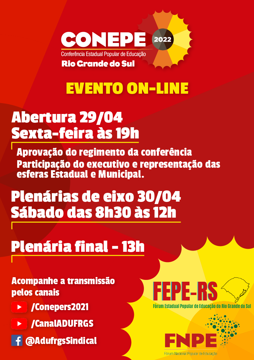 Conferência Estadual Popular de Educação acontece dias 29 e 30 de abril