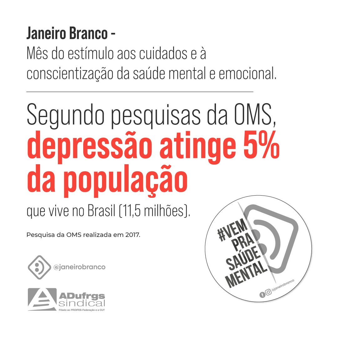 Janeiro Branco: pesquisa da OMS aponta que depressão atinge 5% da população brasileira