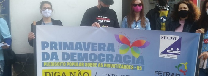 ADUFRGS-Sindical participa do lançamento da campanha do Comitê Popular de Plebiscito sobre Privatizações no Rio Grande do Sul